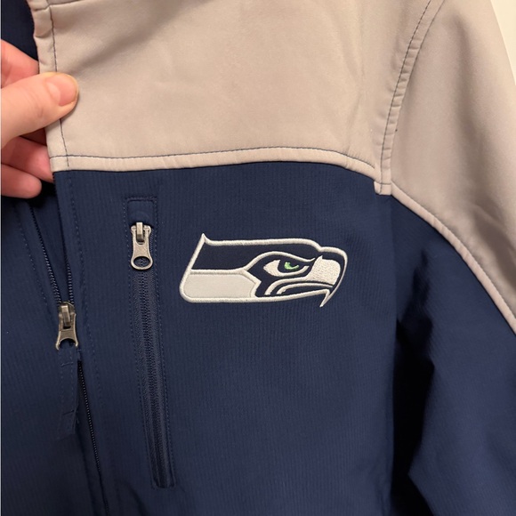 Seattle Seahawks full-zip soft shell jacket NFL navy blue & gray logo Large L - Picture 3 of 5